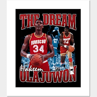 Hakeem Olajuwon The Dream Basketball Legend Signature 80S 90S Bootleg Rap Posters and Art